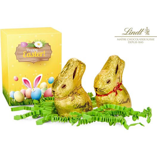 Produktabbildung Geschenkartikel / Präsentartikel: Lindt Osterhäschen Duo Geschenkartikel / Präsentartikel: Lindt Osterhäschen Duo (Bild 1)