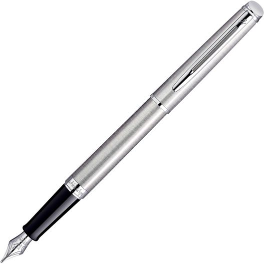 ein stift mit einer schwarzen spitze und einem silbernen körper Waterman HÉMISPHÈRE Stainless Steel CT Füllfederhalter (Bild 1)