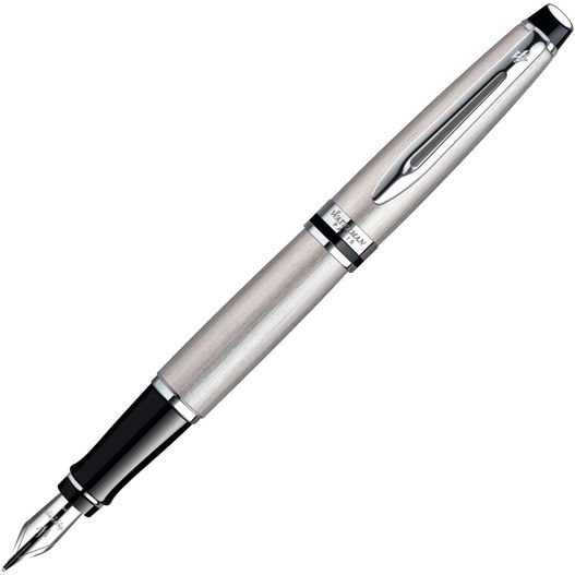 ein stift mit schwarzer spitze und silbernem körper Waterman EXPERT Stainless Steel CT Füllfederhalter (Bild 1)