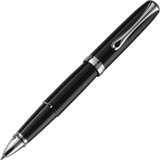 ein stift mit schwarzem körper und silber Diplomat EXCELLENCE A2 Lack Chrom Rollerball (Bild 1)