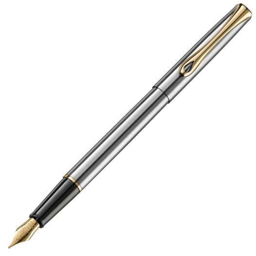 ein stift mit einer goldenen spitze und einem schwarzen körper Diplomat TRAVELLER Edelstahl Füllfederhalter (Bild 1)