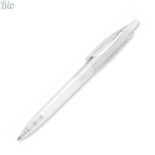 ein stift mit einem weißen körper und silberspitze HK - BIO S! Clear Kugelschreiber (Bild 1)