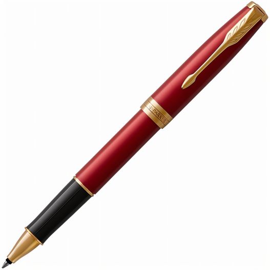 ein roter stift mit gold und eine schwarze feder Parker SONNET Core Lacquer GT Rollerball (Bild 1)