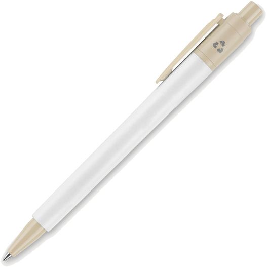 ein stift mit einem weißen körper und goldspitze HK - BARON 03 RECYCLED Kugelschreiber (Bild 1)