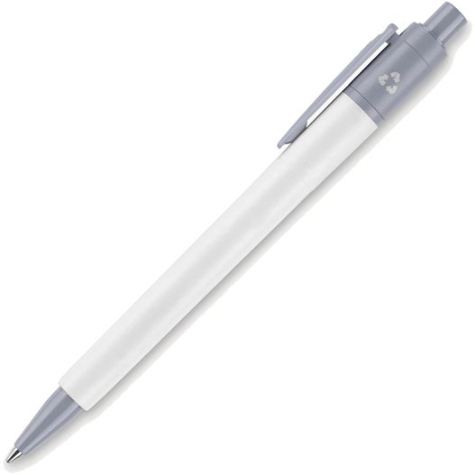 ein stift mit einem weißen körper und silberspitze HK - BARON 03 RECYCLED Kugelschreiber (Bild 1)