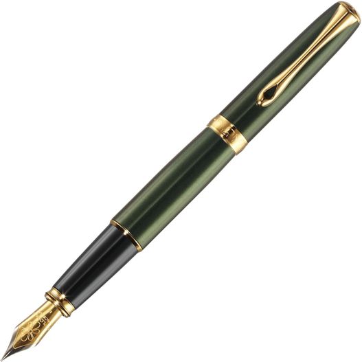 ein stift mit einem goldenen trimm und einem grünen körper Diplomat EXCELLENCE A2 Ever Vergoldet Füllfederhalter (Bild 1)