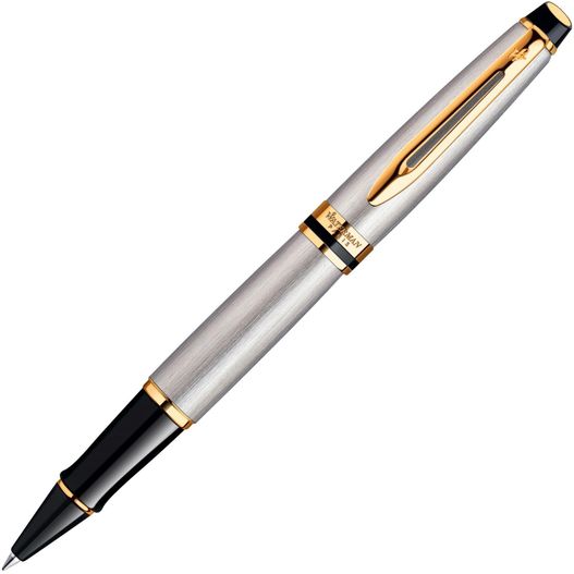 ein stift mit einem goldenen trimm und einer schwarzen spitze Waterman EXPERT Stainless Steel GT Rollerball (Bild 1)