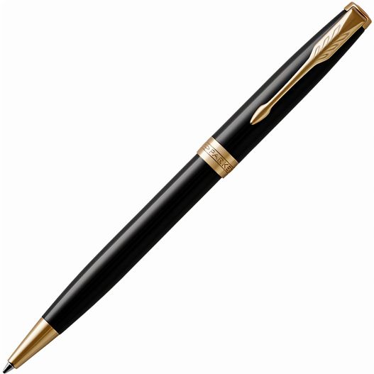 ein stift mit einem goldenen trimm und schwarzem körper Parker SONNET Core Lacquer GT Kugelschreiber (Bild 1)