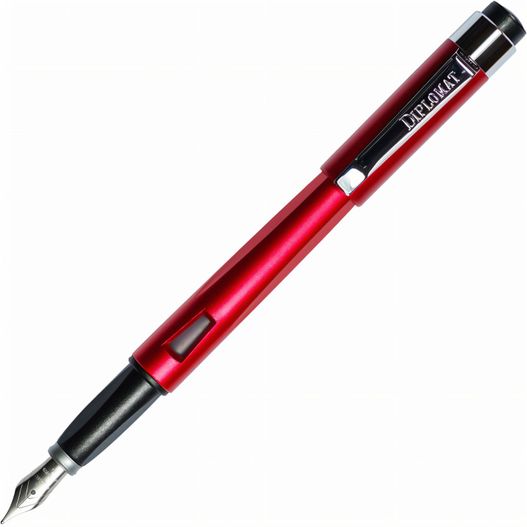 ein roter stift mit schwarzer spitze Diplomat MAGNUM Glanzchrom Füllfederhalter (Bild 1)