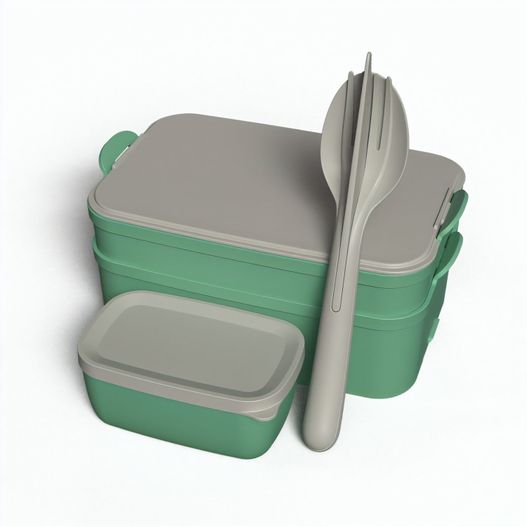 koziol STAKK BENTOBOX READY - Bentobox 2l+Liquidsafe Box+Besteckset (Bild 1)