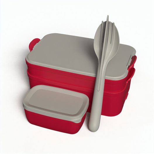 koziol STAKK BENTOBOX READY - Bentobox 2l+Liquidsafe Box+Besteckset (Bild 1)