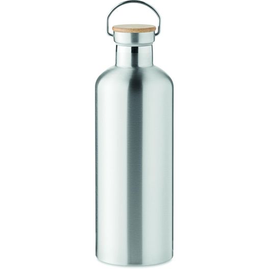 eine edelstahlflasche mit holzdeckel Isolierflasche 1,5L HELSINKI EXTRA (Bild 1)