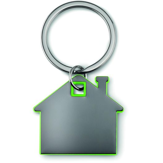 ein haus schlüsselanhänger mit einem grünen schlüsselring Schlüsselring Haus IMBA (Bild 1)