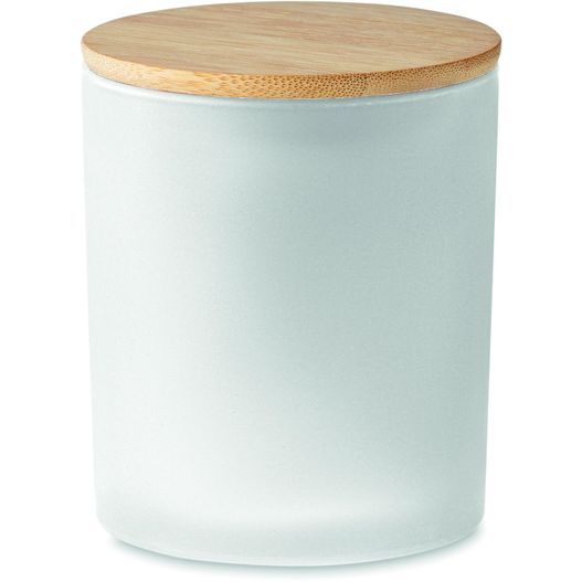 ein weißes glas mit einem holzdeckel Kerze im Glas 280 g KEOPS LARGE (Bild 1)
