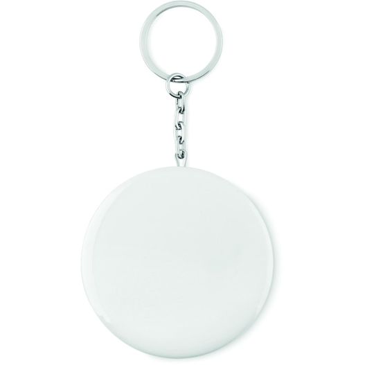 eine weiße schlüsselanhänger mit einem runden weißen tag Badge Schlüsselanhänger PIN FLASK (Bild 1)