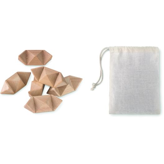 eine tasche aus hölzernen würfeln neben einer tasche aus würfeln Geduldsspiel STARNATS (Bild 1)