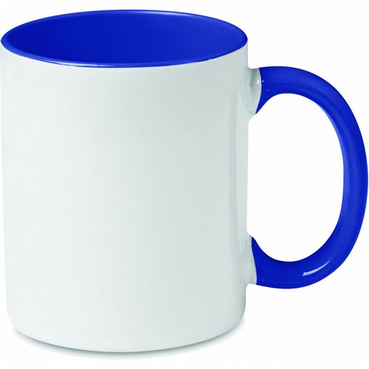 ein weißer und blauer kaffeebecher mit blauem griff Kaffeebecher SUBLIMCOLY (Bild 1)