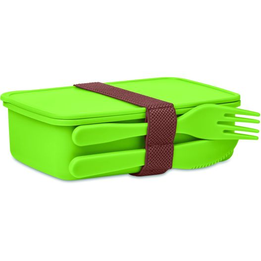 eine grüne lunchbox mit gabel und löffel Lunchbox mit Besteck SUNDAY (Bild 1)