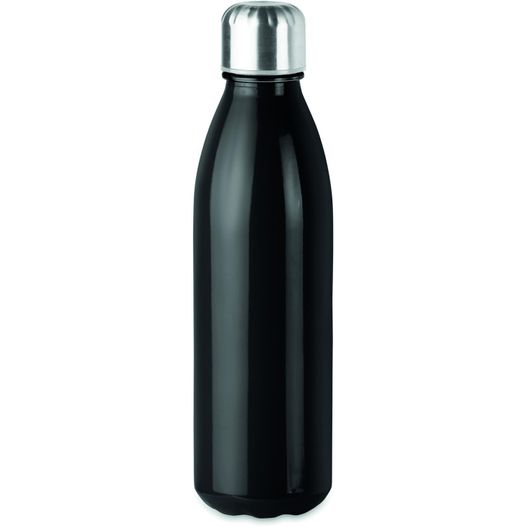 eine schwarze flasche mit einem silbernen deckel Trinkflasche Glas 650 ml ASPEN GLASS (Bild 1)