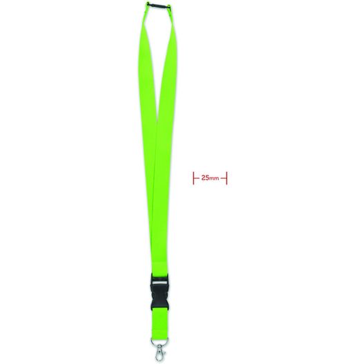 ein grüner lanyard mit schwarzer schnalle Lanyard mit Metallkarabiner WIDE LANY (Bild 1)