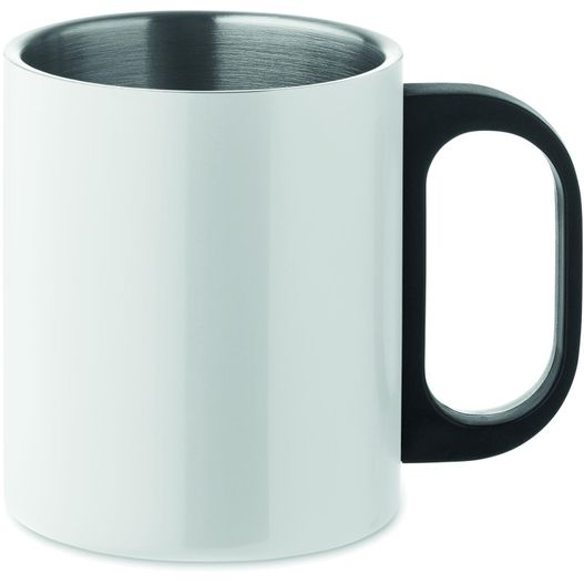 ein weißer kaffeebecher mit schwarzem griff Doppelwandiger Becher 300 ml TANISS (Bild 1)