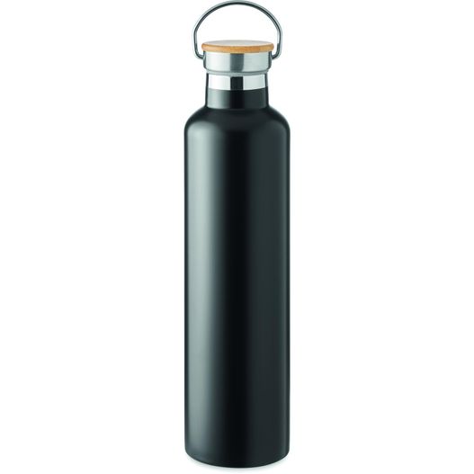 eine schwarze wasserflasche mit holzdeckel Isolierflasche 1000 m l HELSINKI LARGE (Bild 1)