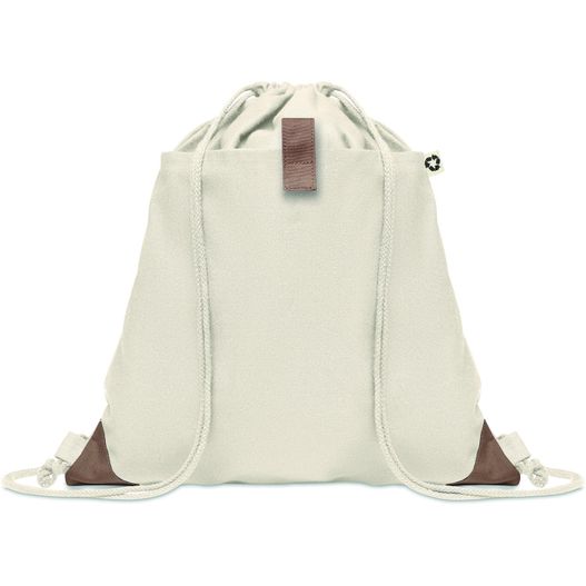 ein weißer rucksack mit einem braunen gurt Beutel mit Kordelzug PANDA BAG (Bild 1)