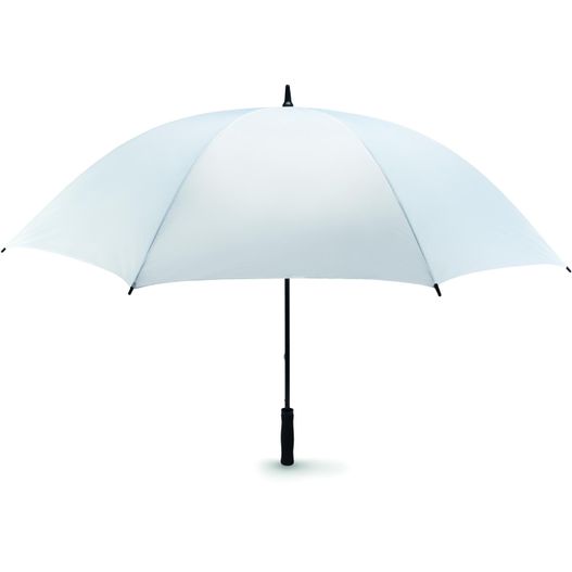 weißer regenschirm mit schwarzem griff auf weißem hintergrund Regenschirm mit Softgriff GRUSO (Bild 1)
