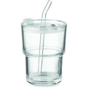 Glasbecher mit Trinkhalm 400ml SIP