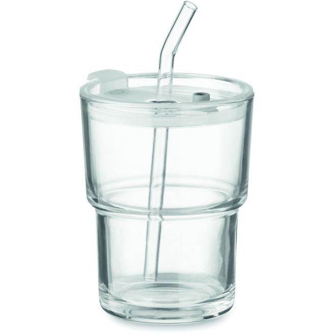 Glasbecher mit Trinkhalm 400ml SIP