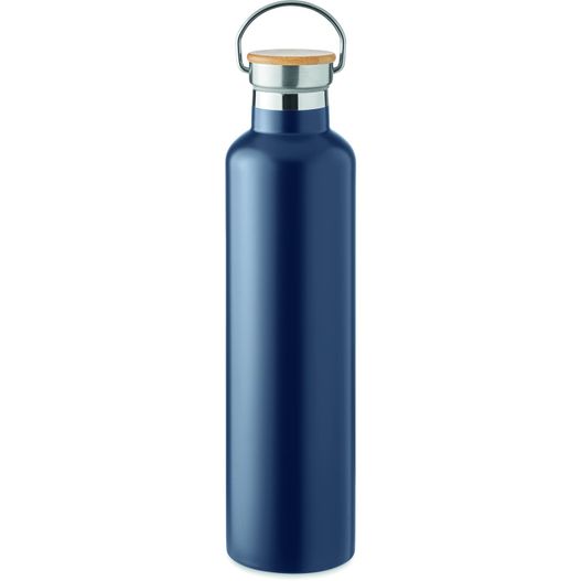 eine blaue wasserflasche mit holzdeckel Isolierflasche 1000 m l HELSINKI LARGE (Bild 1)