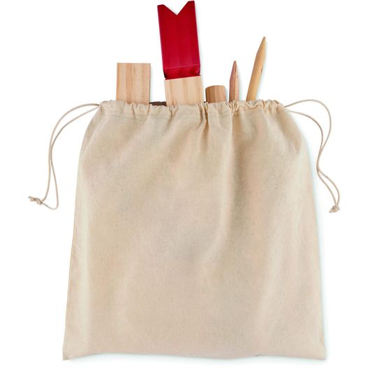 eine tasche mit einem roten griff und einem holzgriff Wikinger-Spiel KING (Bild 1)