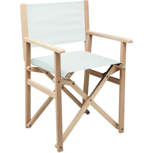 ein weißer klappstuhl mit weißem sitz Klappbarer Strandstuhl RIMIES (Bild 1)