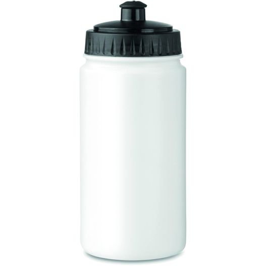 eine weiße plastikflasche mit schwarzem deckel Trinkflasche PE 500ml SPOT FIVE (Bild 1)
