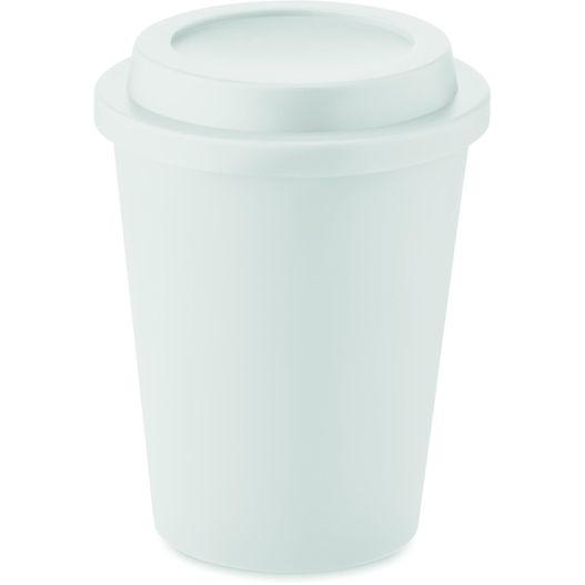 eine weiße tasse mit deckel und deckel Doppelwandiger Becher PP 300ml SORA (Bild 1)