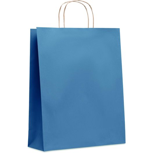 eine blaue einkaufstasche auf weißem hintergrund Papiertüte, groß 90 g/m² PAPER TONE L (Bild 1)