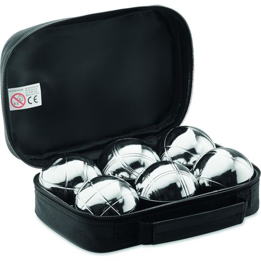 ein gehäuse gefüllt mit silbernen und schwarzen buschkugeln Boule-Spiel OTHO (Bild 1)