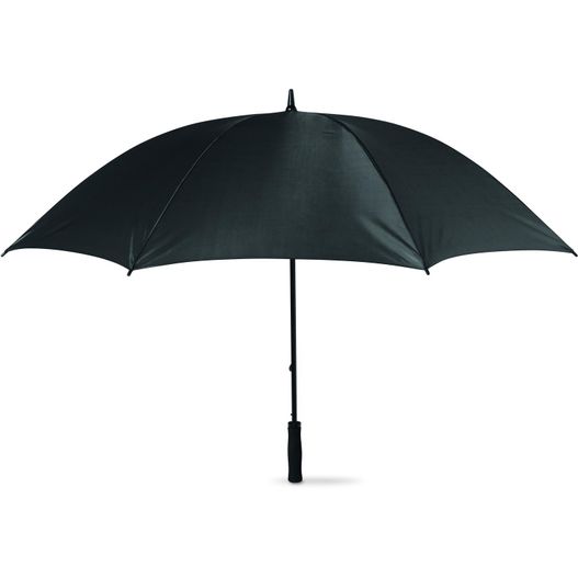 ein schwarzer regenschirm mit schwarzem griff auf weißem hintergrund Regenschirm mit Softgriff GRUSO (Bild 1)