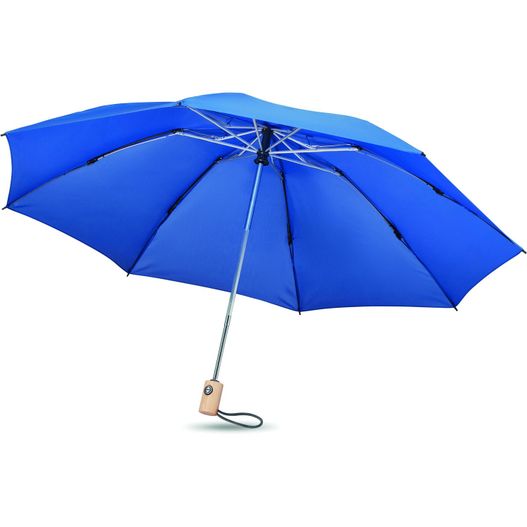 blauer regenschirm mit holzgriff auf weißem hintergrund Regenschirm 23'' RPET LEEDS (Bild 1)