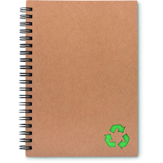 ein spiral-notizbuch mit einem recycling-logo auf ihm Mineralpapier Notizbuch PIEDRA (Bild 1)
