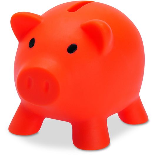 eine rote schweinebank mit schwarzem auge Sparschwein SOFTCO (Bild 1)