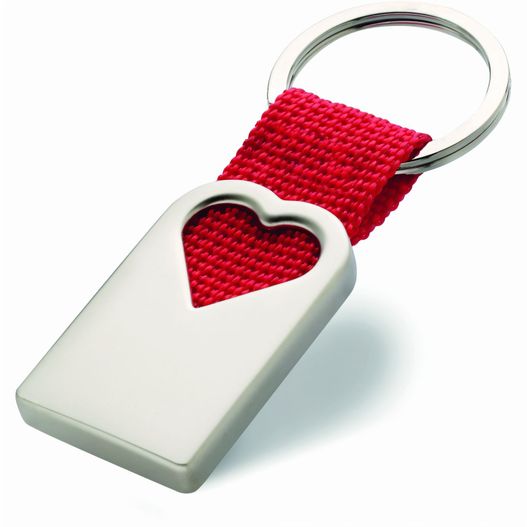 eine rote schlüsselkette mit einem herzen darauf Schlüsselanhänger Herz BONHEUR (Bild 1)