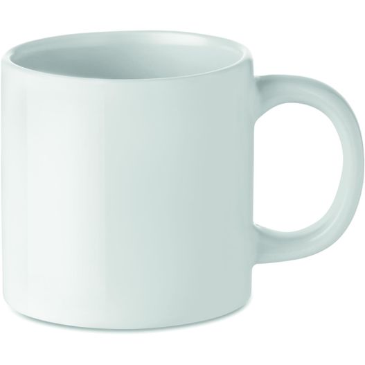 ein weißer kaffeebecher mit einem griff auf weißem hintergrund Subli Kaffeebecher klein MINI SUBLIM (Bild 1)