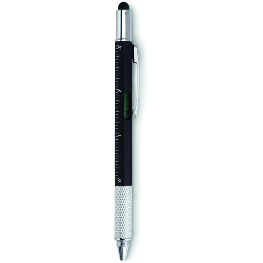 ein stift mit einem schwarzen und silbernen trimm Kugelschreiber Multifunktion TOOLPEN (Bild 1)