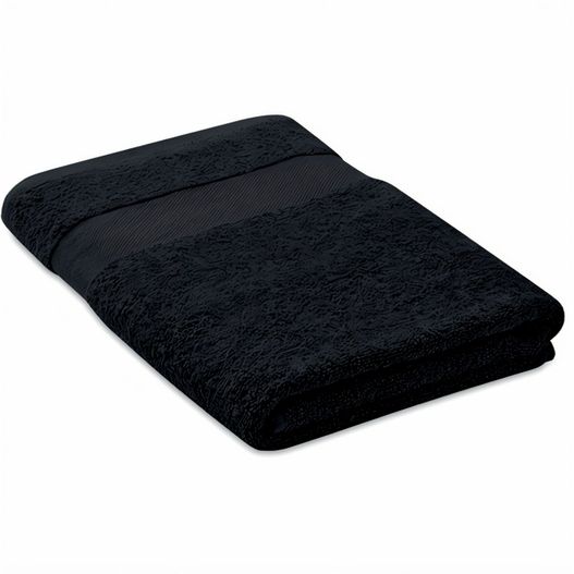 ein schwarzes handtuch auf einer weißen oberfläche gefaltet Handtuch Organic Cotton PERRY (Bild 1)