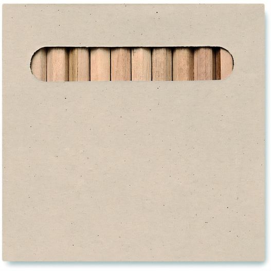 eine schachtel aus holzstiften mit einem fenster 12 Buntstifte in Pappschachtel ARCOLOR (Bild 1)