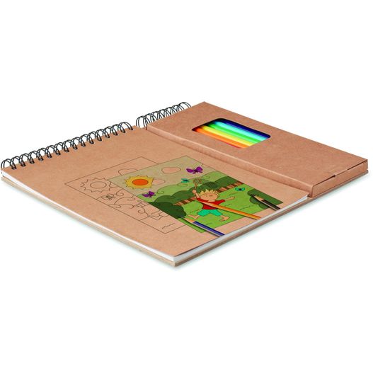 ein notizbuch mit einem zeichnungsbuch und einem bleistift Malset mit 8 Buntstiften COLOPAD (Bild 1)