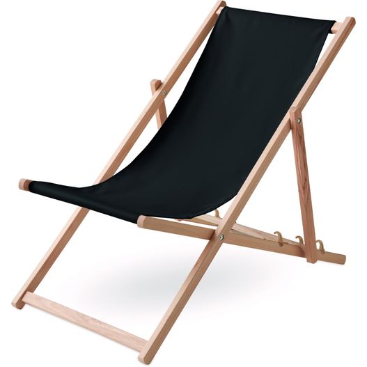 ein schwarzer slingstuhl mit holzrahmen Houten strandstoel HONOPU (Bild 1)