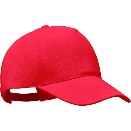eine rote baseballkappe mit rotem visier CAP ORGANIC COTTON 250 G/M² BICCA CAP (Bild 1)