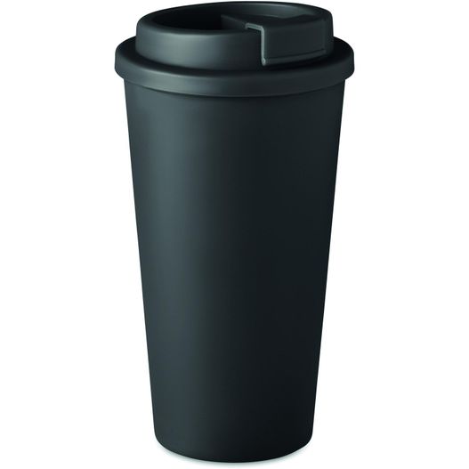 eine schwarze tasse mit deckel und deckel Doppelwandiger Becher 450ml TUESDAY (Bild 1)